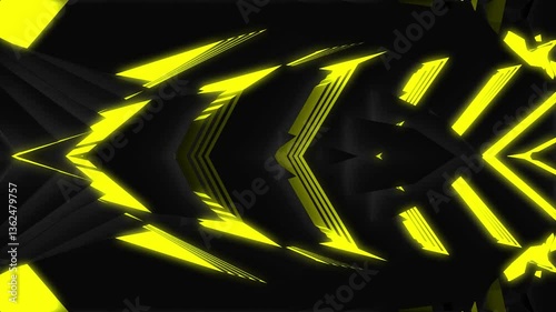 Yellow Futuristic Game BG Triangular Tech Cyber System Security Data Digital Hardware Geometry Animated Scene for Event. Motion Graphics DJ Event Digital Technology Animation VJ Visuals