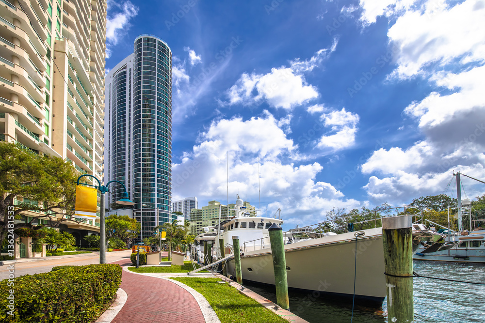 Fort Lauderdale riverwalk tourist coastline view, south Florida