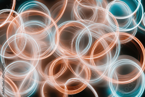 Abstract colorful light trails with circular patterns