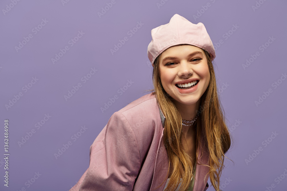 Joyful spring vibes with a stylish young woman in a chic studio setting Joyful spring vibes with a stylish young woman in a chic studio setting