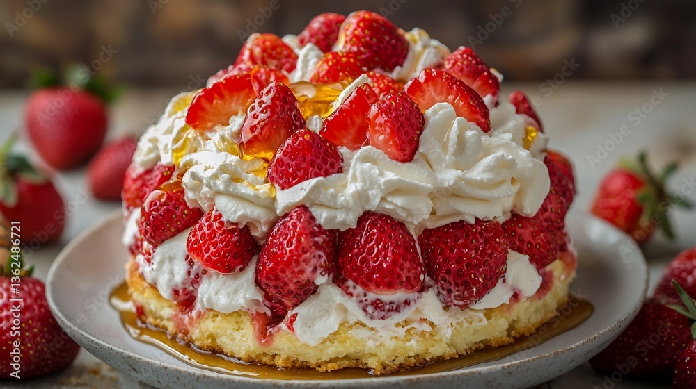 Strawberry shortcake whipped cream and a drizzle of honey Strawberry shortcake whipped cream and a drizzle of honey