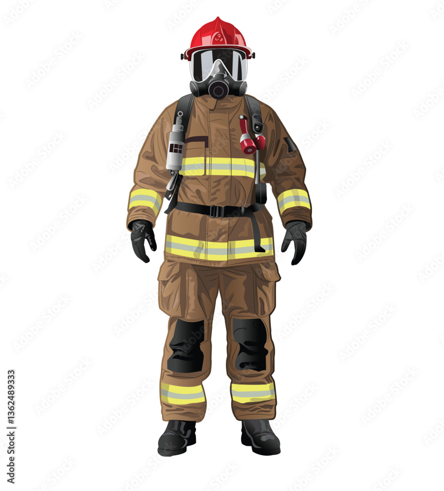 a fireman wearing gas mask in full uniform a fireman wearing gas mask in full uniform