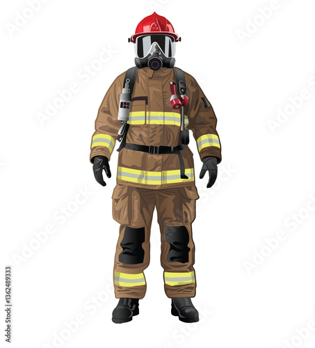 a fireman wearing gas mask in full uniform
