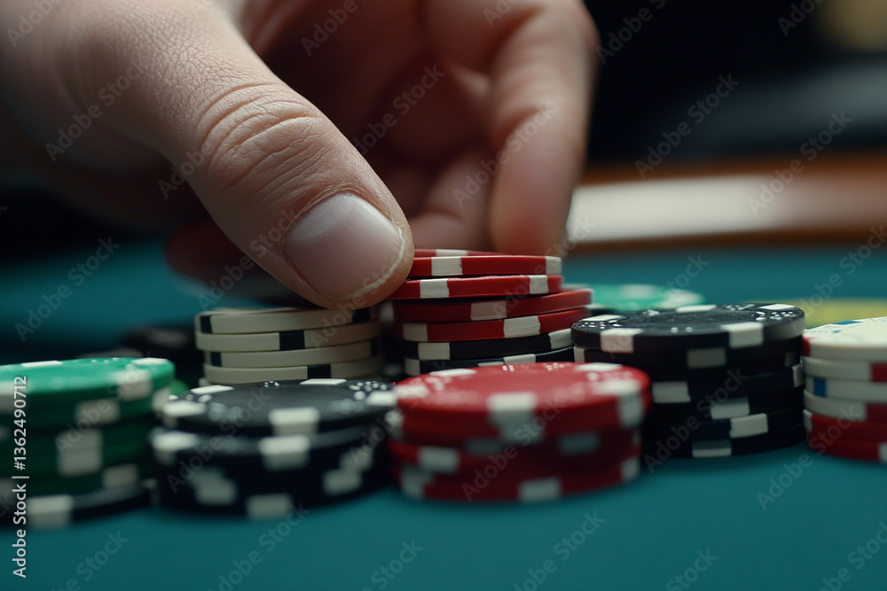 Fototapeta premium Casino chips close-up, casino scene