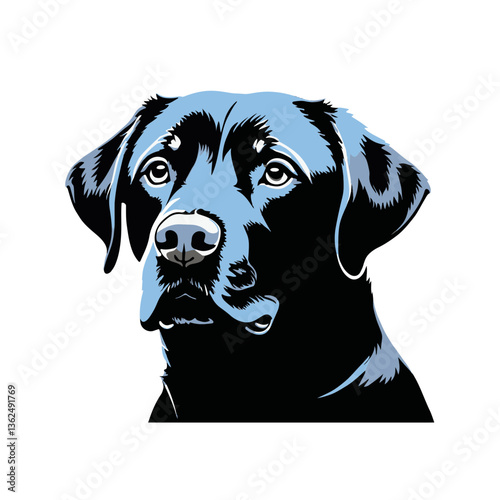 Black Labrador portrait with artistic flair in a modern style