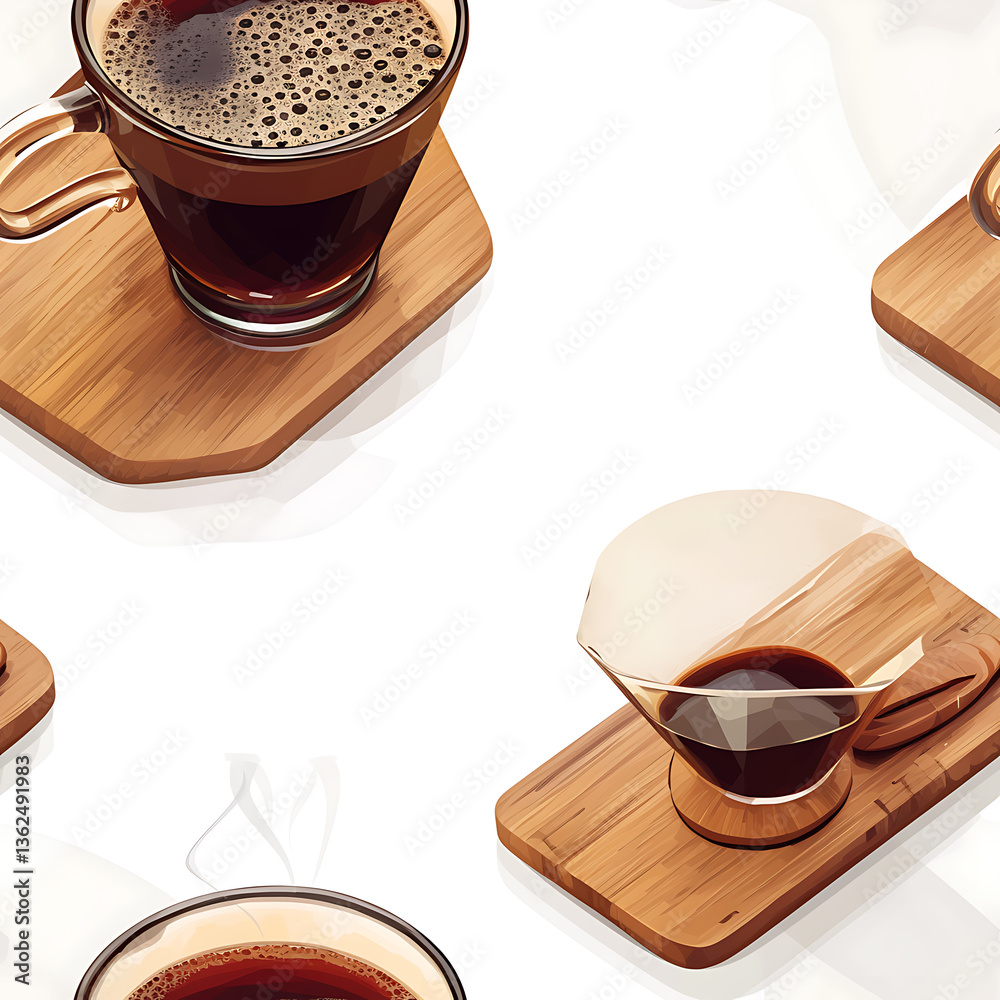 seamless pattern Realistic and artistic illustrations of coffee beans, brewing equipment, coffee cups for background or wallpaper seamless pattern Realistic and artistic illustrations of coffee beans, brewing equipment, coffee cups for background or wallpaper