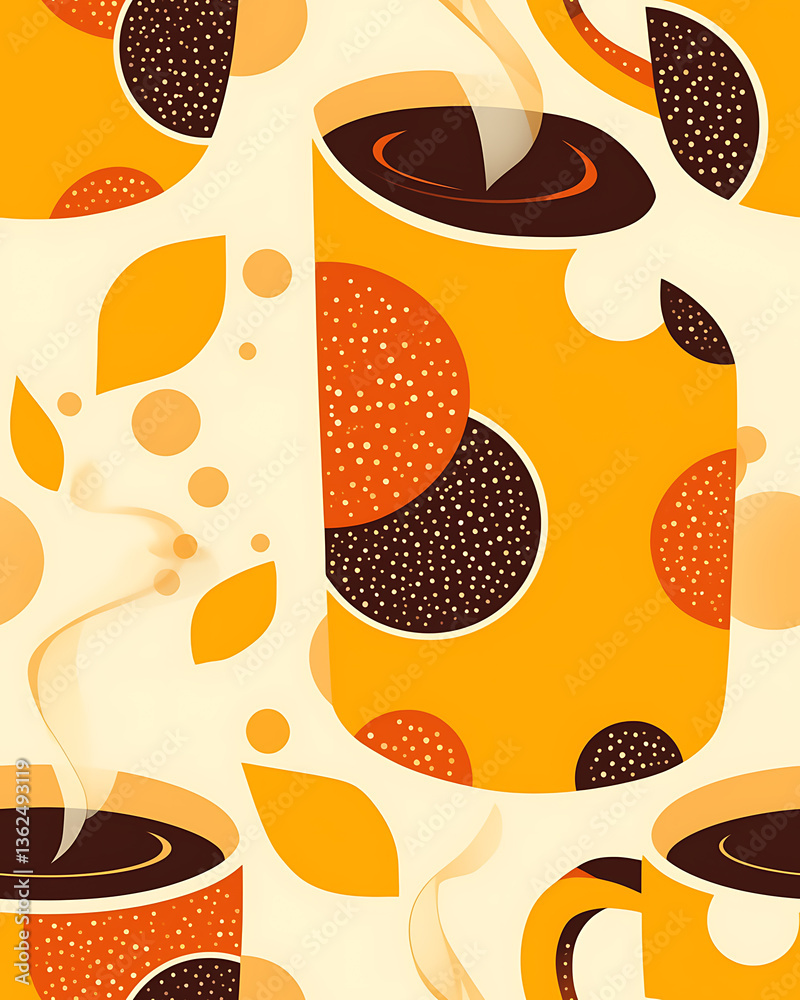 seamless pattern Realistic and artistic illustrations of coffee beans, brewing equipment, coffee cups for background or wallpaper seamless pattern Realistic and artistic illustrations of coffee beans, brewing equipment, coffee cups for background or wallpaper