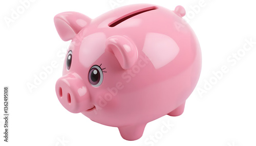 3d pink piggy bank isolated