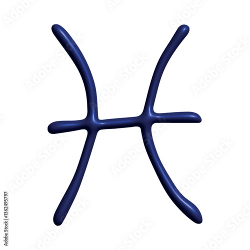 3d pisces zodiac sign Esoteric symbol Astrology clipart Element for design