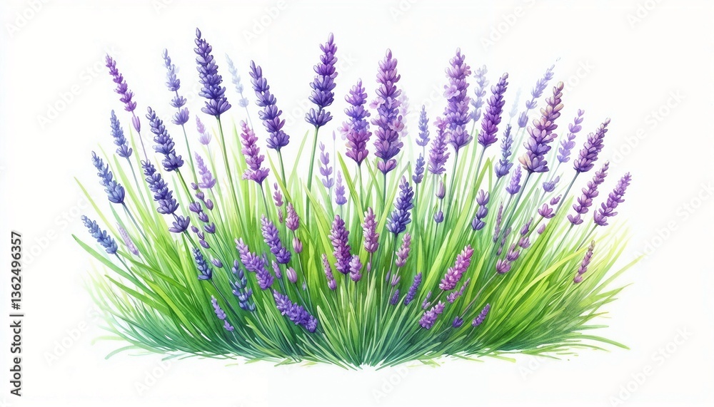 Fototapeta premium Lavender field illustration, clipart, copy space