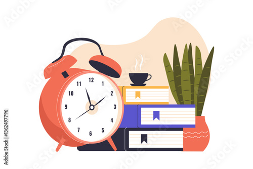 Alarm Clock Illustration Concept. Illustrations for websites, landing pages, mobile apps, posters and banners