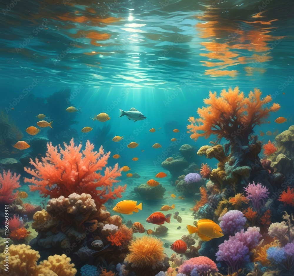 Naklejka premium Illustration of underwater landscape.