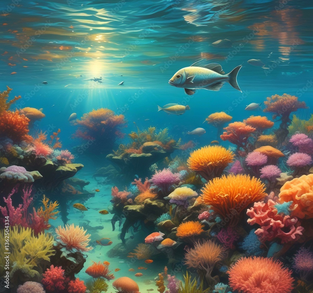Naklejka premium Illustration of underwater landscape.