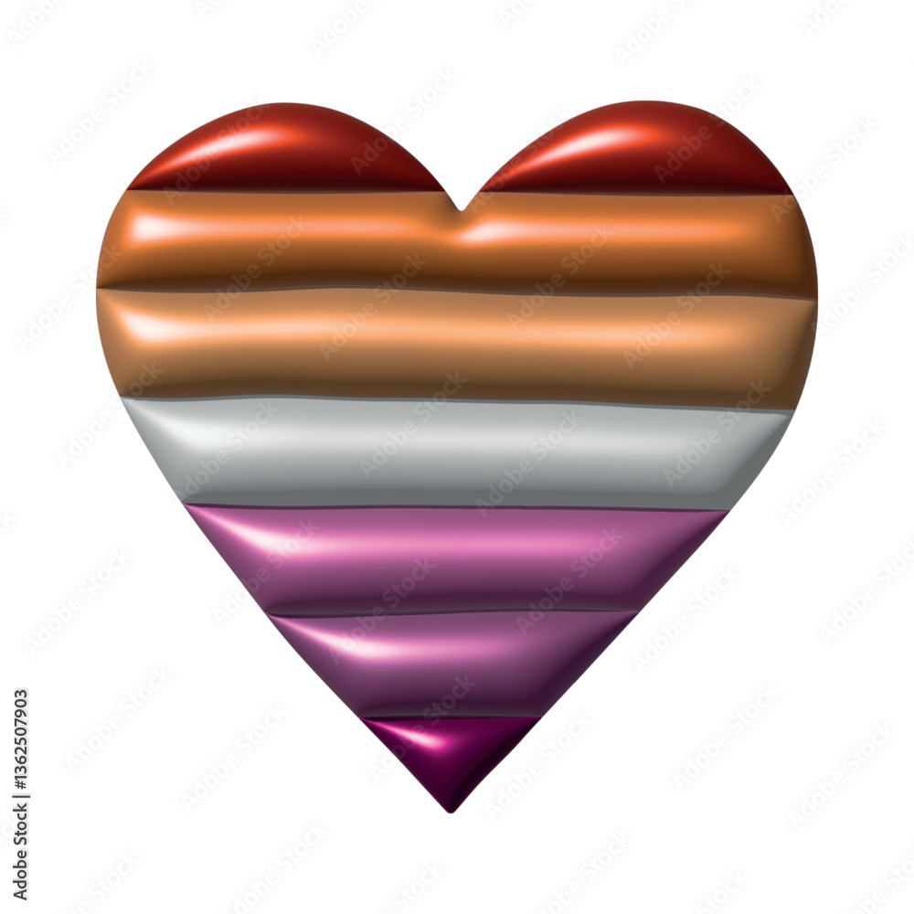 Colorful heart shape Lesbian pride flag Happy pride day LGBTQ community Pride Month Vector 3d clipart for posters, stickers, logo, cards Colorful heart shape Lesbian pride flag Happy pride day LGBTQ community Pride Month Vector 3d clipart for posters, stickers, logo, cards