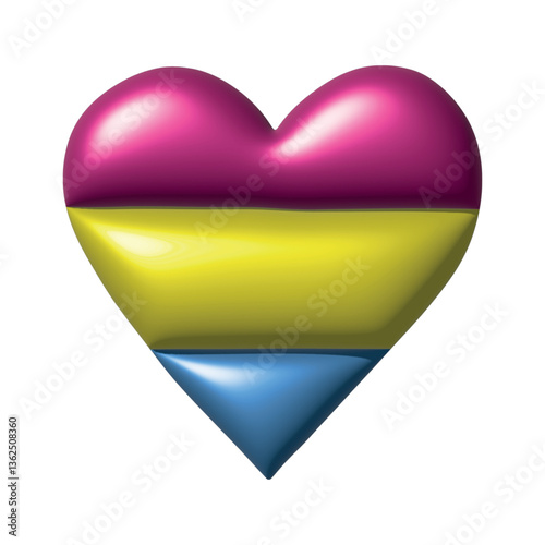 Free Download Colorful heart shape Pansexual pride flag Happy pride day LGBTQ community Pride Month Vector 3d clipart for posters, stickers, logo, cards - GFXLoad
