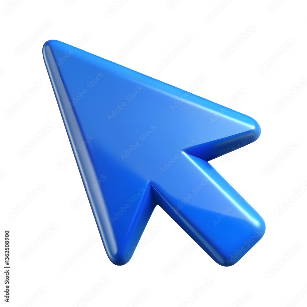 Glossy Blue Cursor Arrow Icon on White Background Glossy Blue Cursor Arrow Icon on White Background