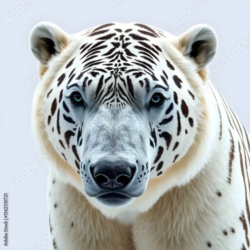 a polar bear with a zebra pattern