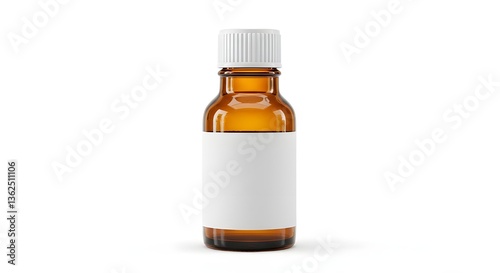 Glass bottle of medicine with pills isolated on a white background