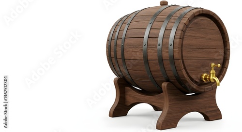 Old wooden wine barrel isolated on white background