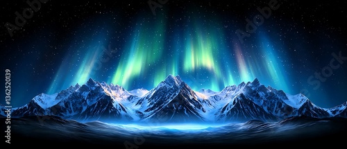 Aurora Borealis Mountains Night