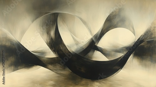 Abstract Beige and Black Swirls: A Study in Form and Light