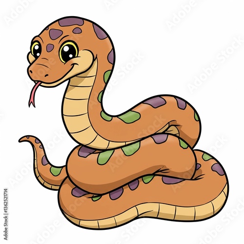 Cute cartoon snake with colorful spots.