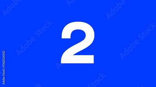 5 second countdown timer from 5 to 1, on black background. 4K resolution animation