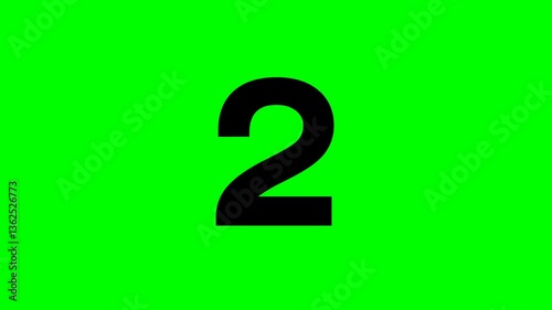 5 second countdown timer from 5 to 1, on black background. 4K resolution animation