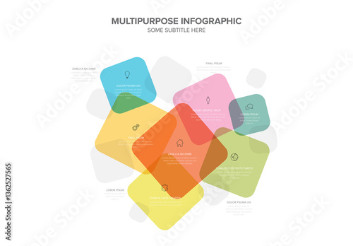 Obraz na płótnie Colorful Multipurpose Infographic Design Layout with color squares icons and descriptions w salonie