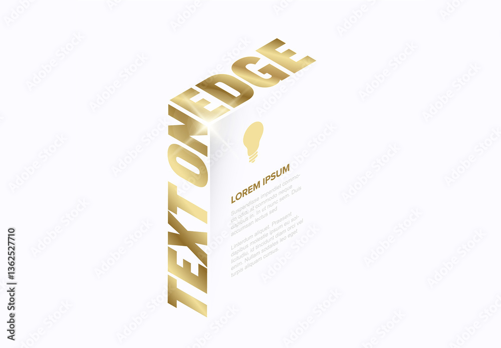 Golden Text on the Edge with light glow and white background - editable text effect