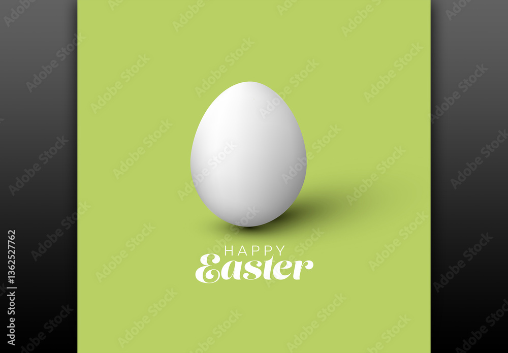 Minimalist Easter Egg Design Card Template with Fresh Green Background