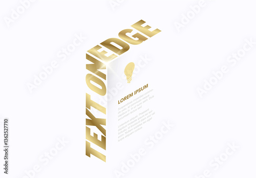 Obraz na płótnie Golden Text on the Edge with light glow and white background - editable text effect w salonie