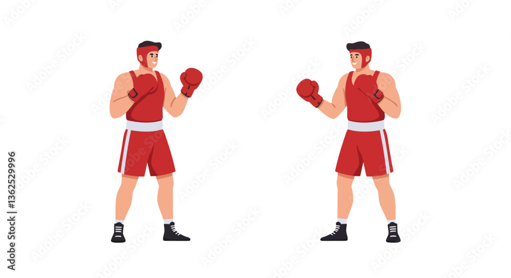 Boxer preparing for match in flat design vector art style vector illustration Boxer preparing for match in flat design vector art style vector illustration
