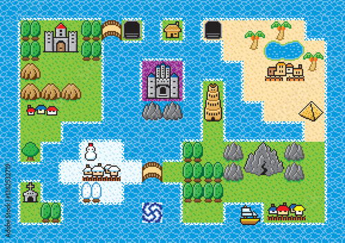 RPG風ドット絵　フィールドマップ
