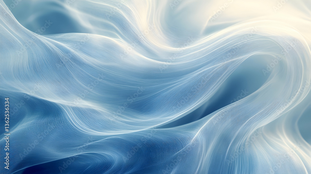 Obraz premium Flowing, soft blue and white waves form an ethereal, dreamy backdrop