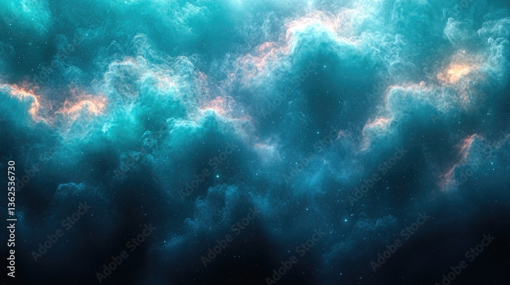 Fototapeta premium Abstract background with fantastic clouds. Glowing blue clouds.