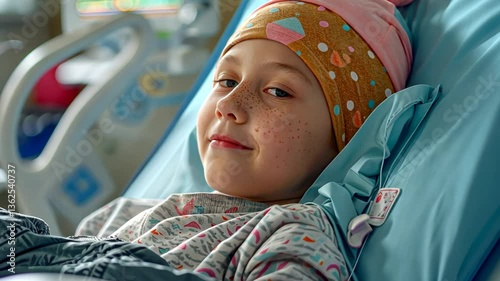 child undergoing cancer treatment in the hospital