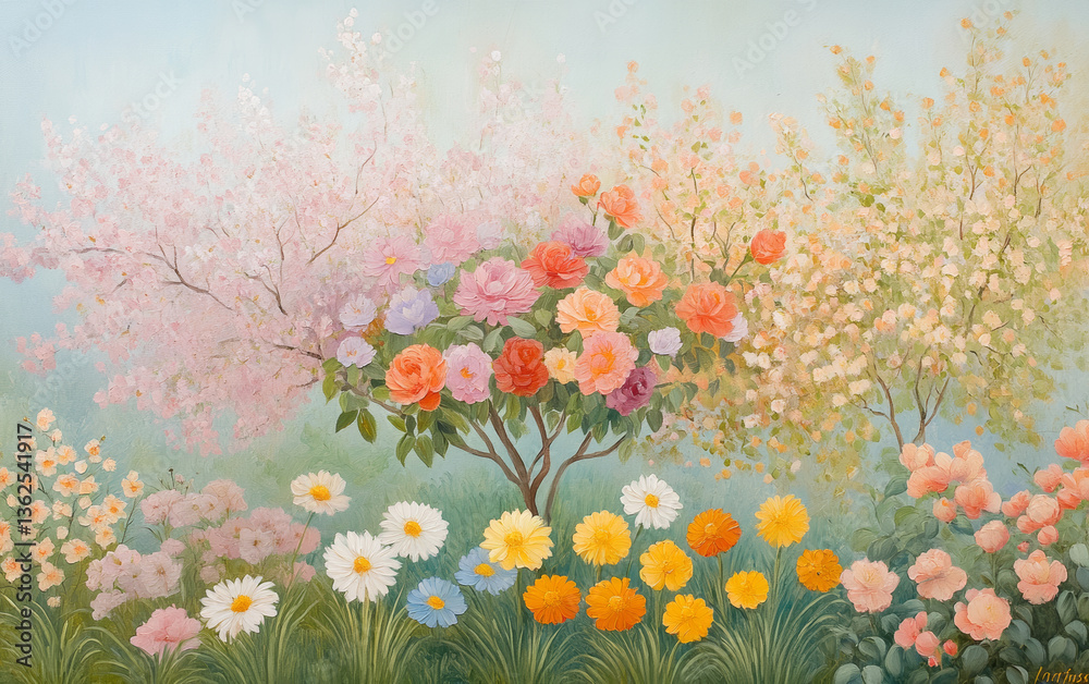 Obraz premium Retro style floral texture art background