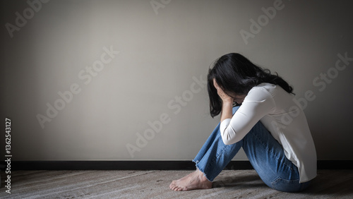 Fotografie Panic attack woman, stressful depressed emotional person with anxiety disorder m