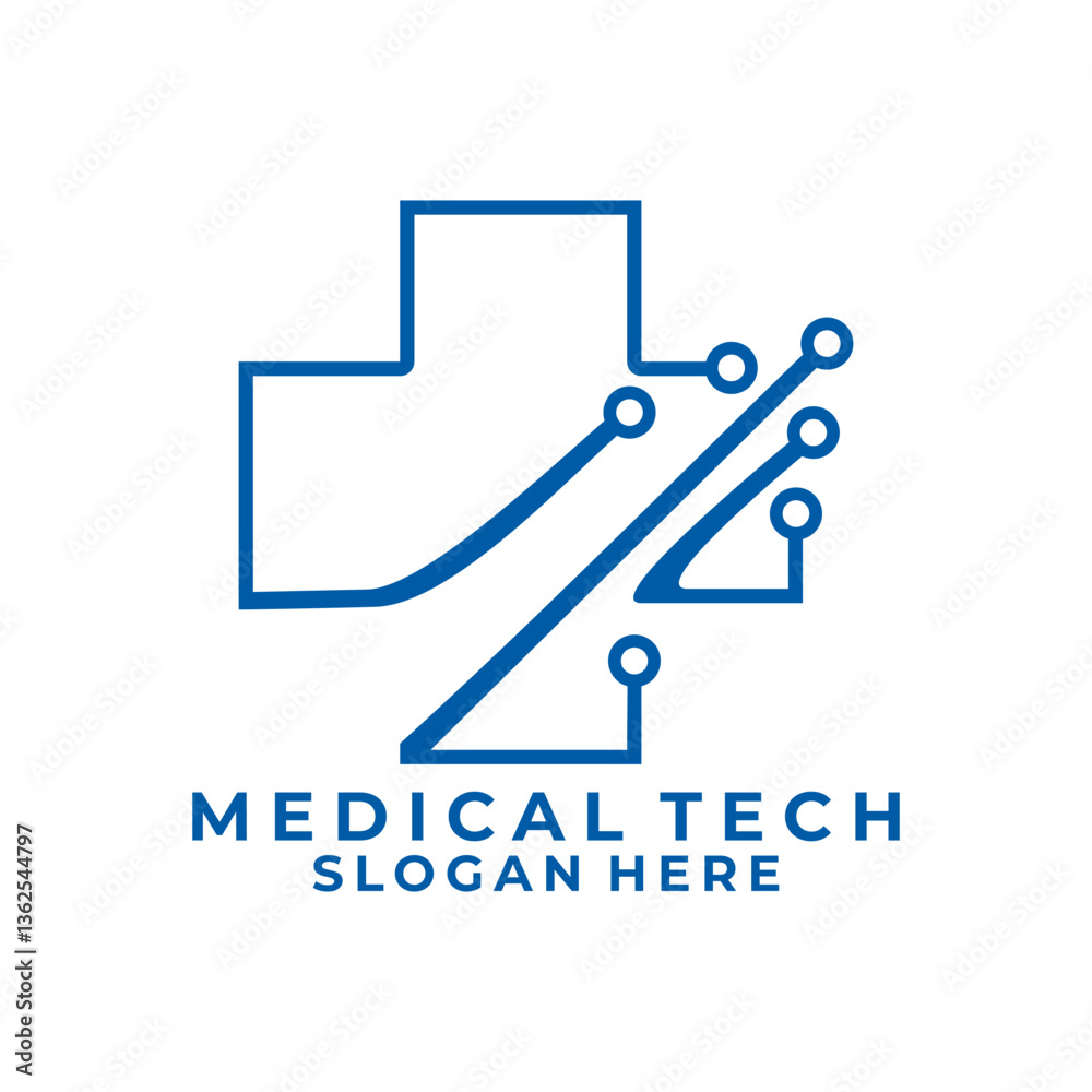 Fototapeta premium Medical line art network logo design vector template