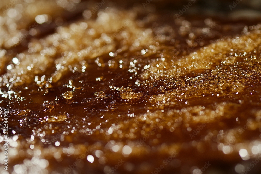 Close-Up of Caramelized Sugar Crystals on Surface Close-Up of Caramelized Sugar Crystals on Surface