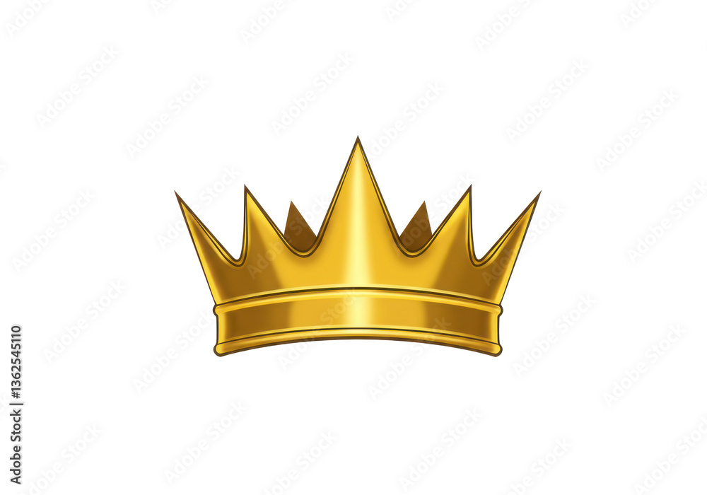A shiny golden crown with sharp points isolated on a black background in a digital rendering