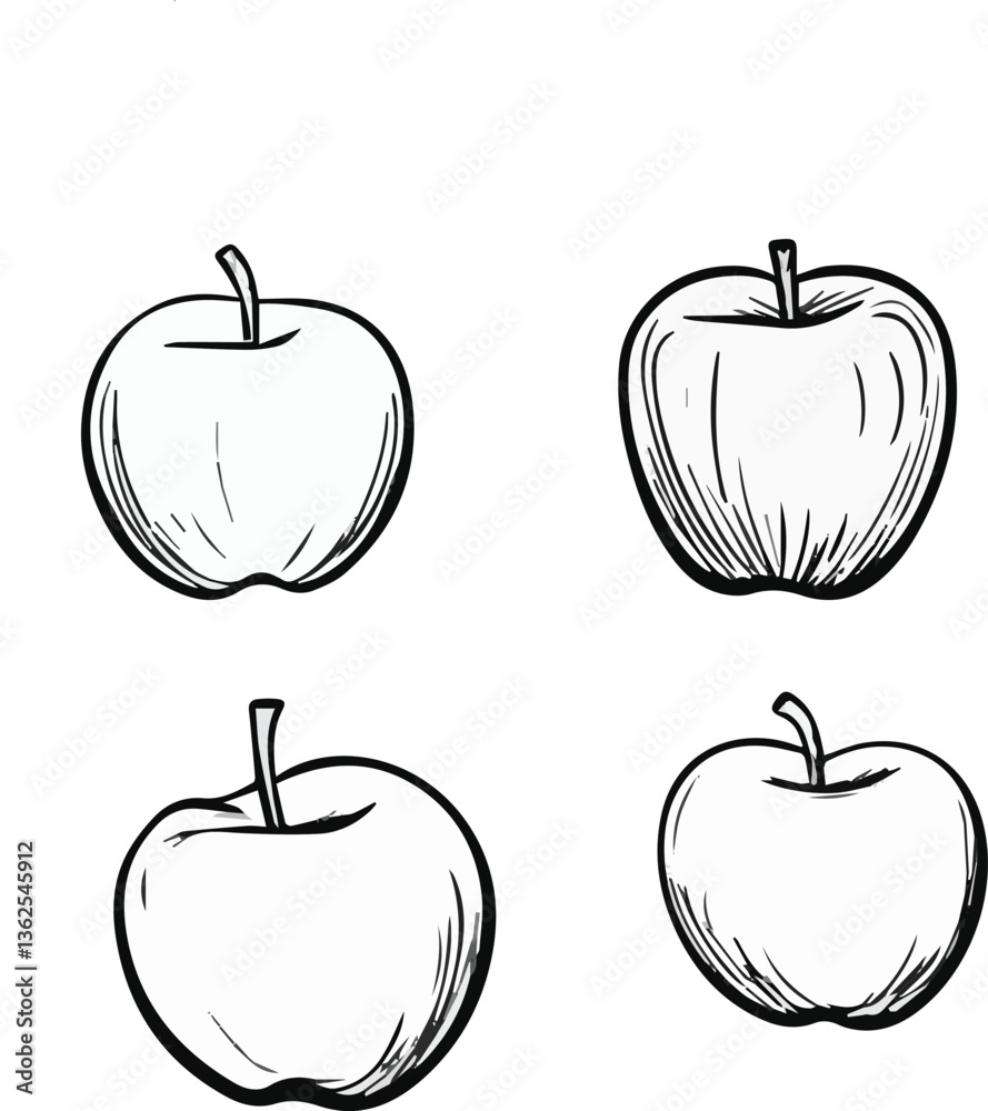 Vibrant apples arranged in a varied set on white background Vibrant apples arranged in a varied set on white background