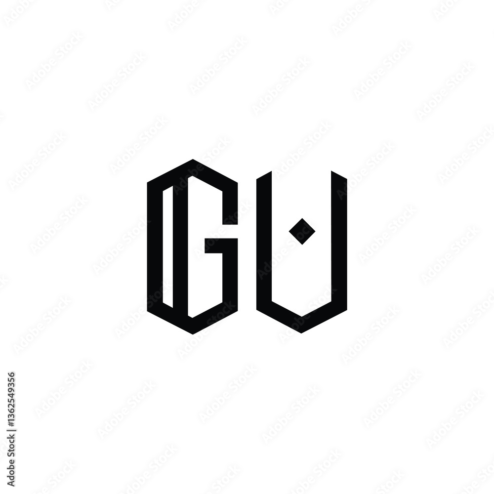 Fototapeta premium GU monogram logo design letter text name symbol monochrome logotype alphabet character simple logo