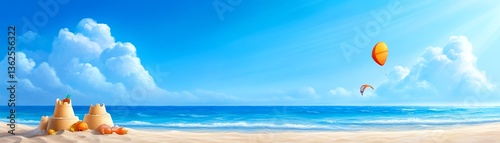 Serene beach scene with animals enjoying the sunny day.