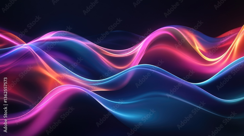 Fototapeta premium Vibrant Colorful Waves of Light Creating Dynamic Patterns in a Dark Background