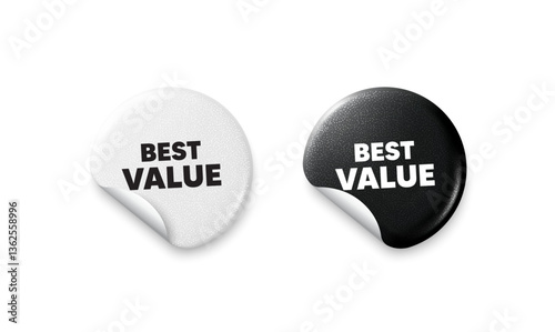 Best value sticker tags. Glitter paper price badge. Best value tag. Special offer Sale sign. Advertising Discounts symbol. Offer round sticker. Promo banner. Vector