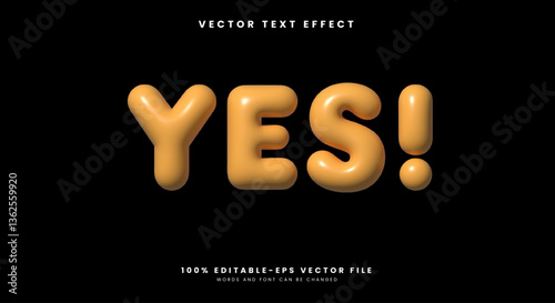 Yes 3D Inflated editable text effect Template suitable for cute style