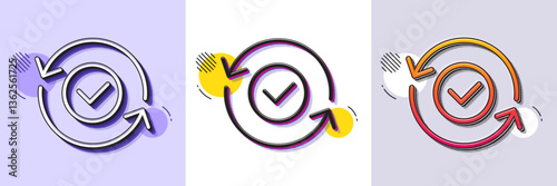 Security confirmed line icon. Halftone dotted pattern. Gradient icon with grain shadow. All day cyber defence sign. Private protection symbol. Line security confirmed icon. Various designs. Vector