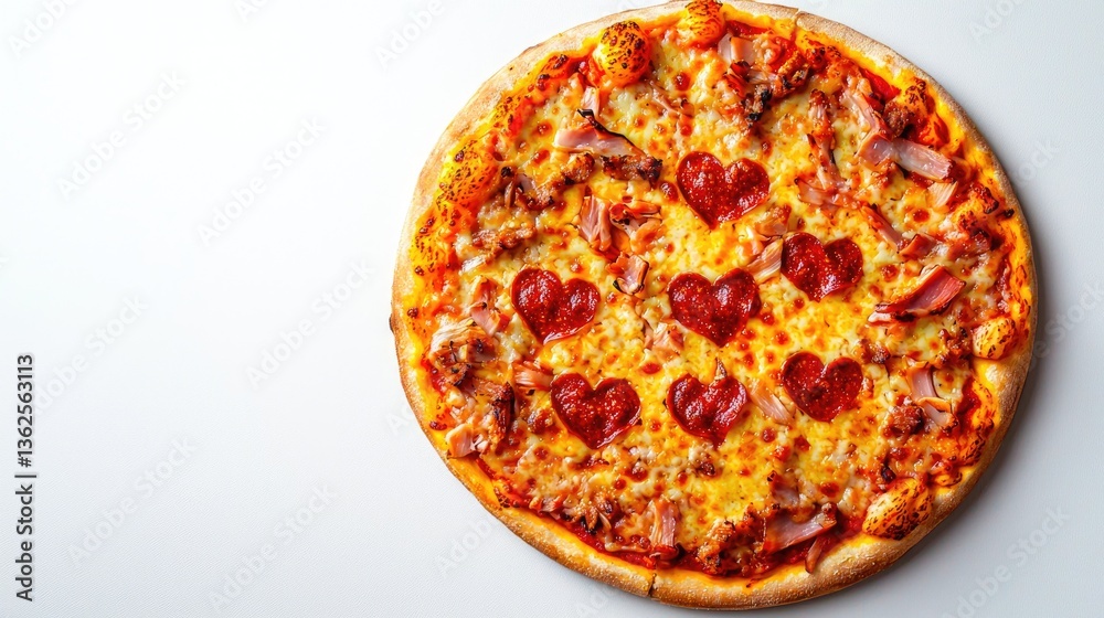 Close-up of heart-shaped cheese on pizza crust Close-up of heart-shaped cheese on pizza crust